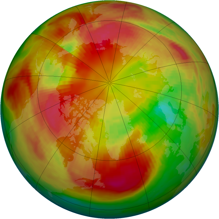 Arctic ozone map for 28 February 1982